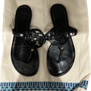 Tory Burch Miller Patent Black Sandals